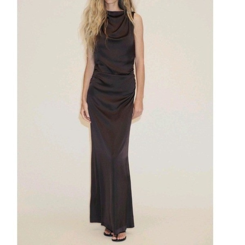 Zara Black Satin Maxi Dress